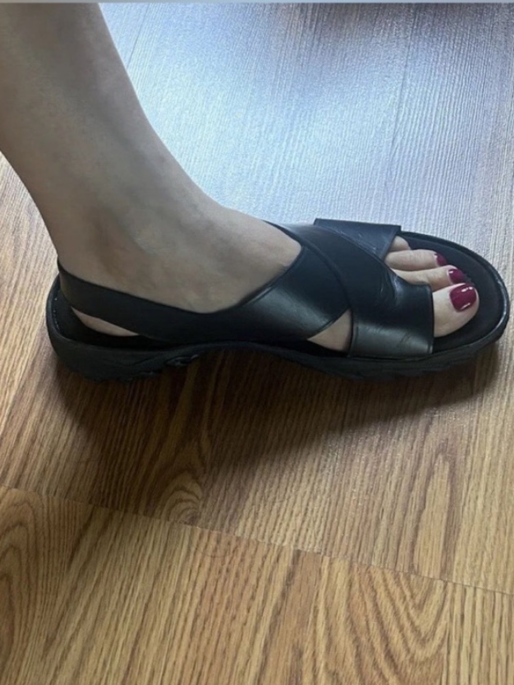 10. Zara Vibram soled leather sandals lug trek black urban city - Picture 8 of 12